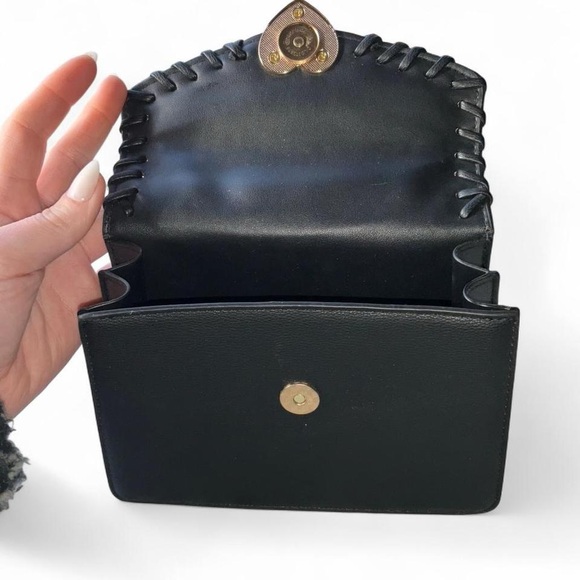 Chic Black Satchel with Gold Heart Accent - Picture 4 of 5